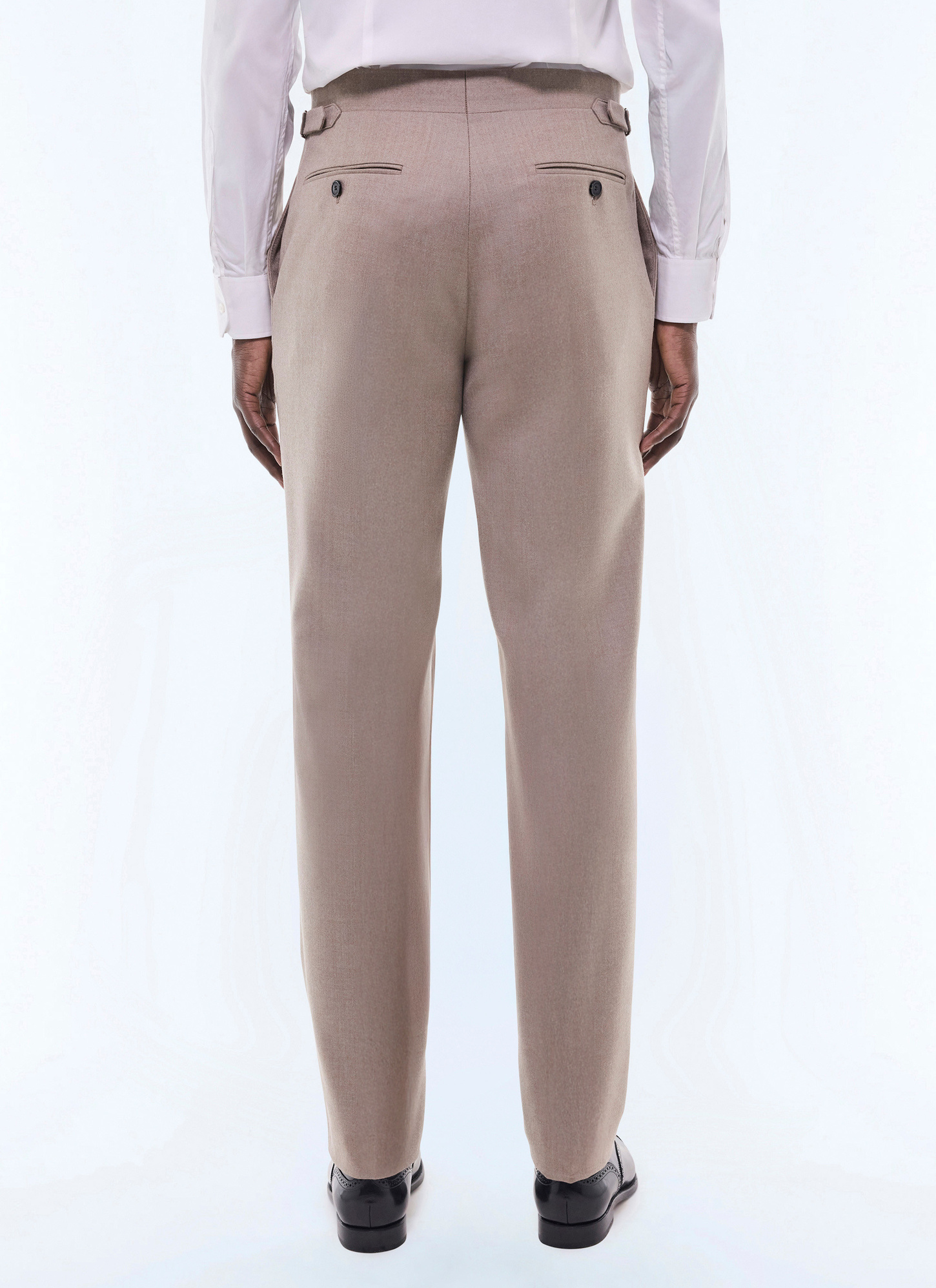 Men's trousers taupe brown certified virgin wool flannel Fursac - P3BIXA-GC17-A008