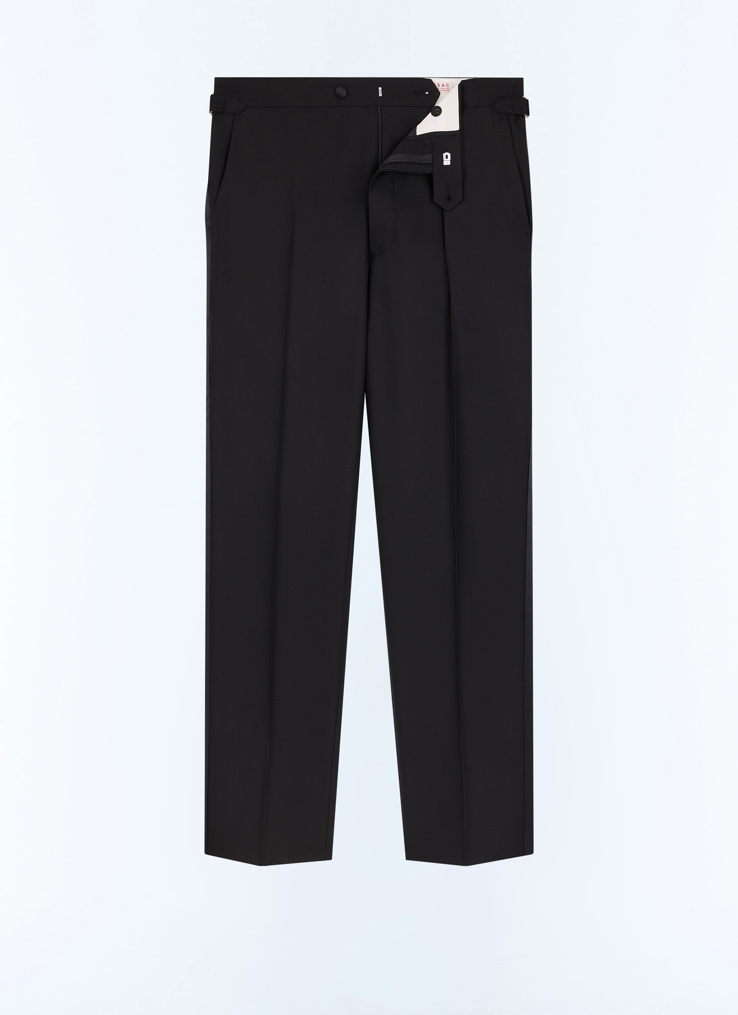Men's black main fabric: 100% virgin woolwaistband lining: 58% polyester, 42% cottonleg lining: 100% polyesterpocket lining: 58% polyester, 42% cotton trousers Fursac - P3LIPY-RC47-20