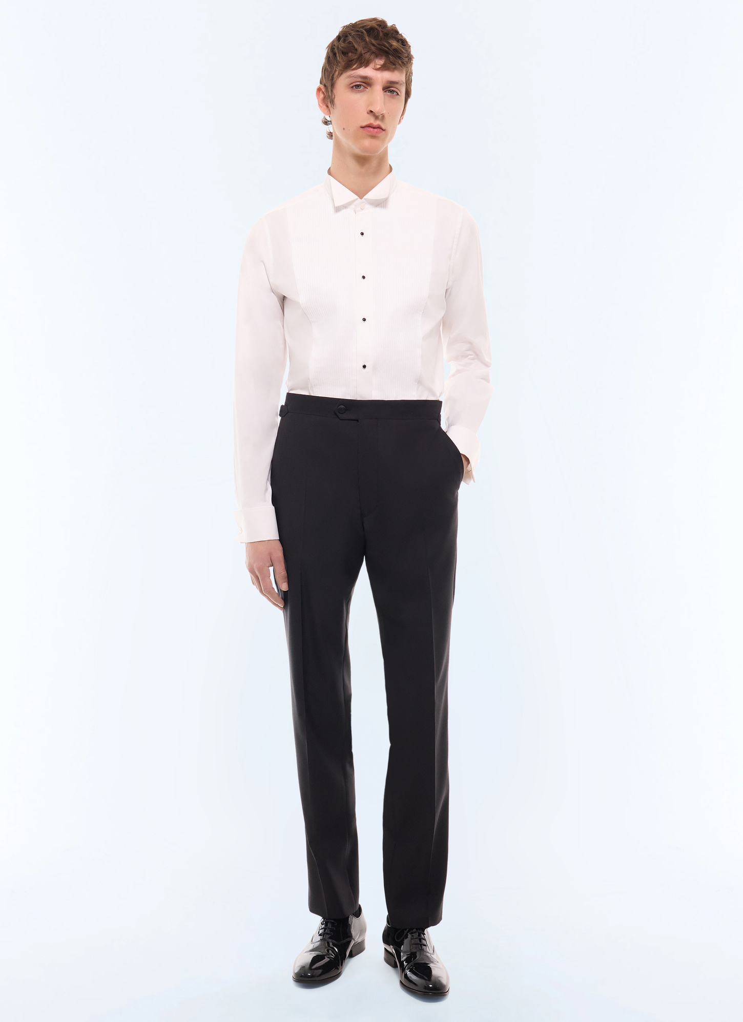 Men's trousers black main fabric: 100% virgin woolwaistband lining: 58% polyester, 42% cottonleg lining: 100% polyesterpocket lining: 58% polyester, 42% cotton Fursac - P3LIPY-RC47-20