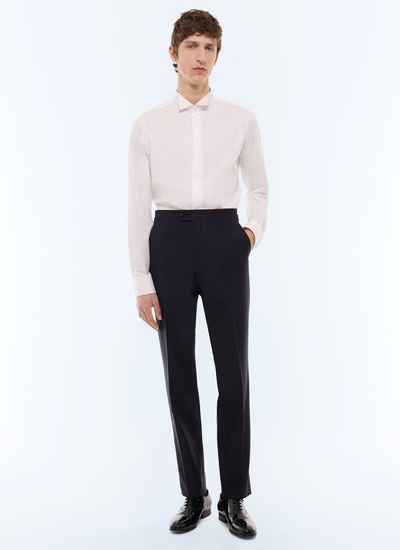 Men's trousers navy main fabric: 100% virgin woolwaistband lining: 58% polyester, 42% cottonleg lining: 100% polyesterpocket lining: 58% polyester, 42% cotton Fursac - P3LIPY-RC47-30