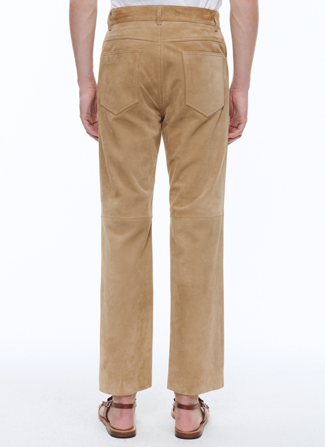 Men's beige, ecru suede leather trousers Fursac - 23EP3BELL-BL01/08