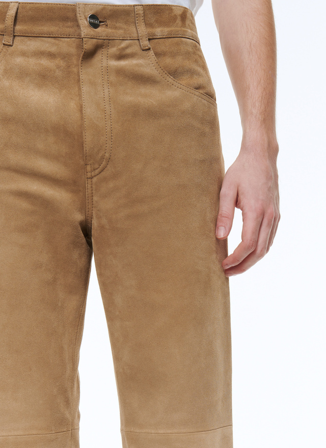 Buy VYNER ARTICLES Tan Suede Skinny Trousers  Sand At 69 Off   Editorialist