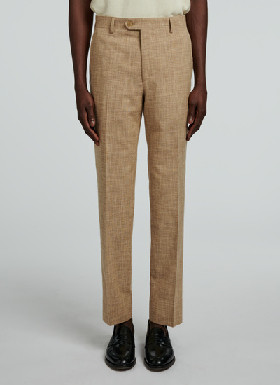 Men's trousers beige virgin wool, silk and cotton Fursac - 22EP3VOXA-VX18/56