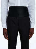 Black satin pleated tuxedo belt - E2SMOK-SOI8-20
