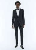 Wool serge fitted tuxedo with checkerboard pattern - S3FLIX-FV09-B020