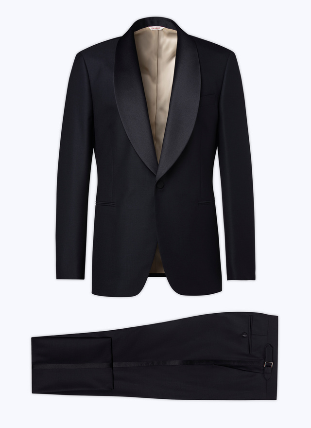 Fursac men's tuxedo - Black black wool tuxedo with belt PERS3VOKS-RC47/20