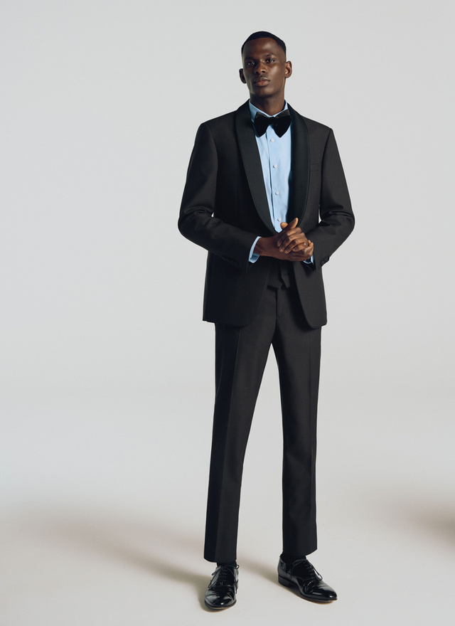 Men's tuxedo black super 130s wool faille Fursac - S3PIKY-RC47-20