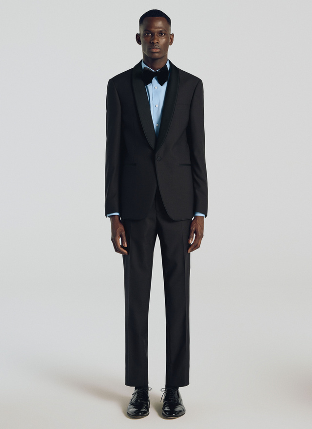 Men's black super 130s wool faille tuxedo Fursac - S3PIKY-RC47-20