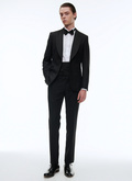 Black tabby wool serge tuxedo - S3VERT-BC35-20