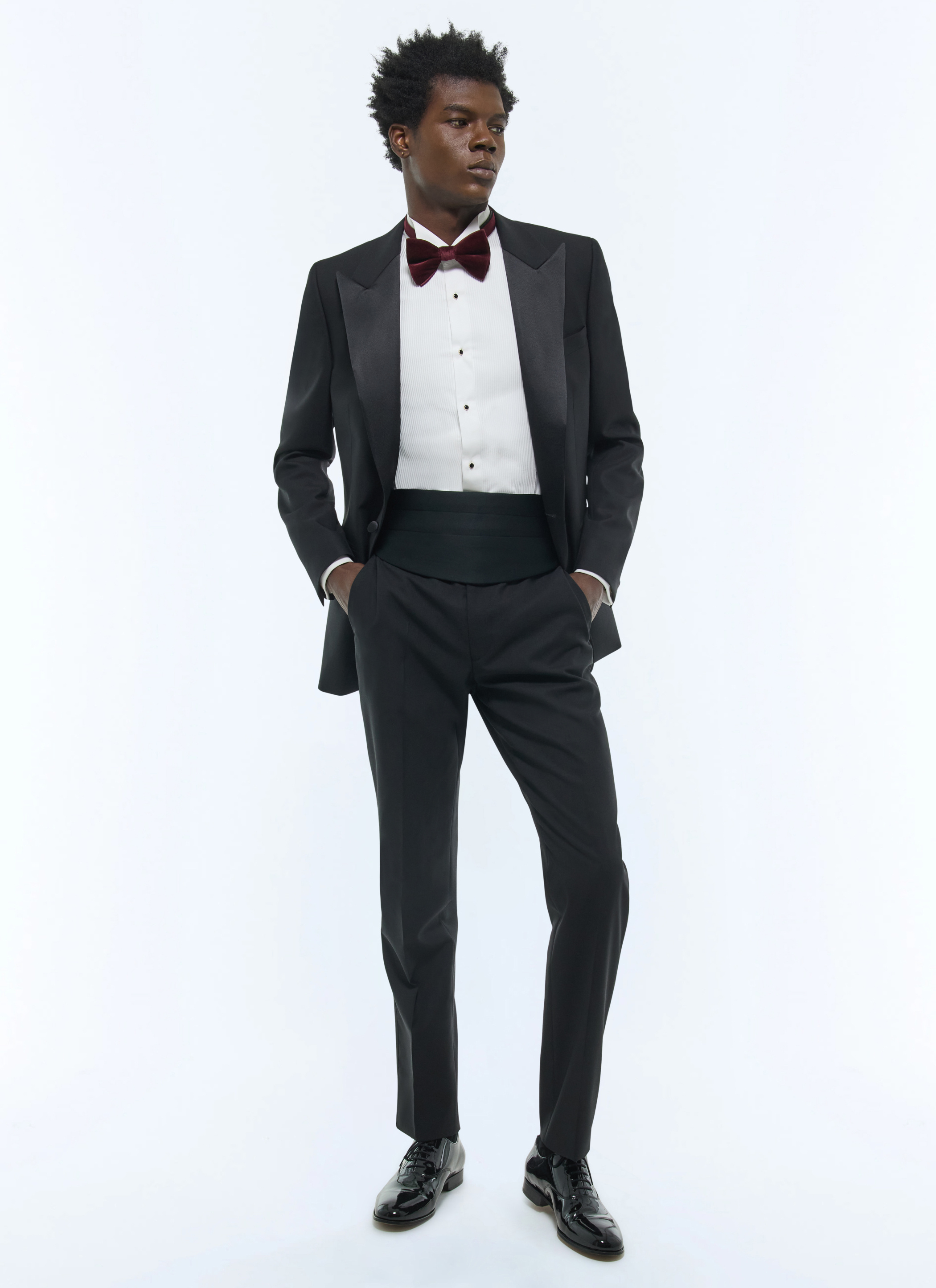 afOzzcroce ゴシックスタイル ブラックジャケットブラック Black Wool Tuxedo for Men - Fursac V3ECOX-RC47-20
