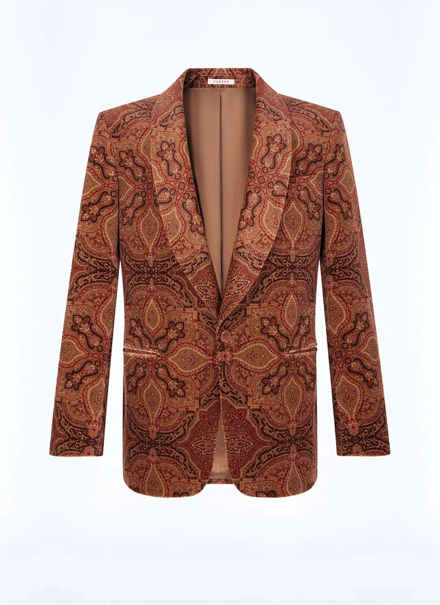 Men's red, bordeaux velvet tuxedo Fursac - V3FERT-CC55-G004