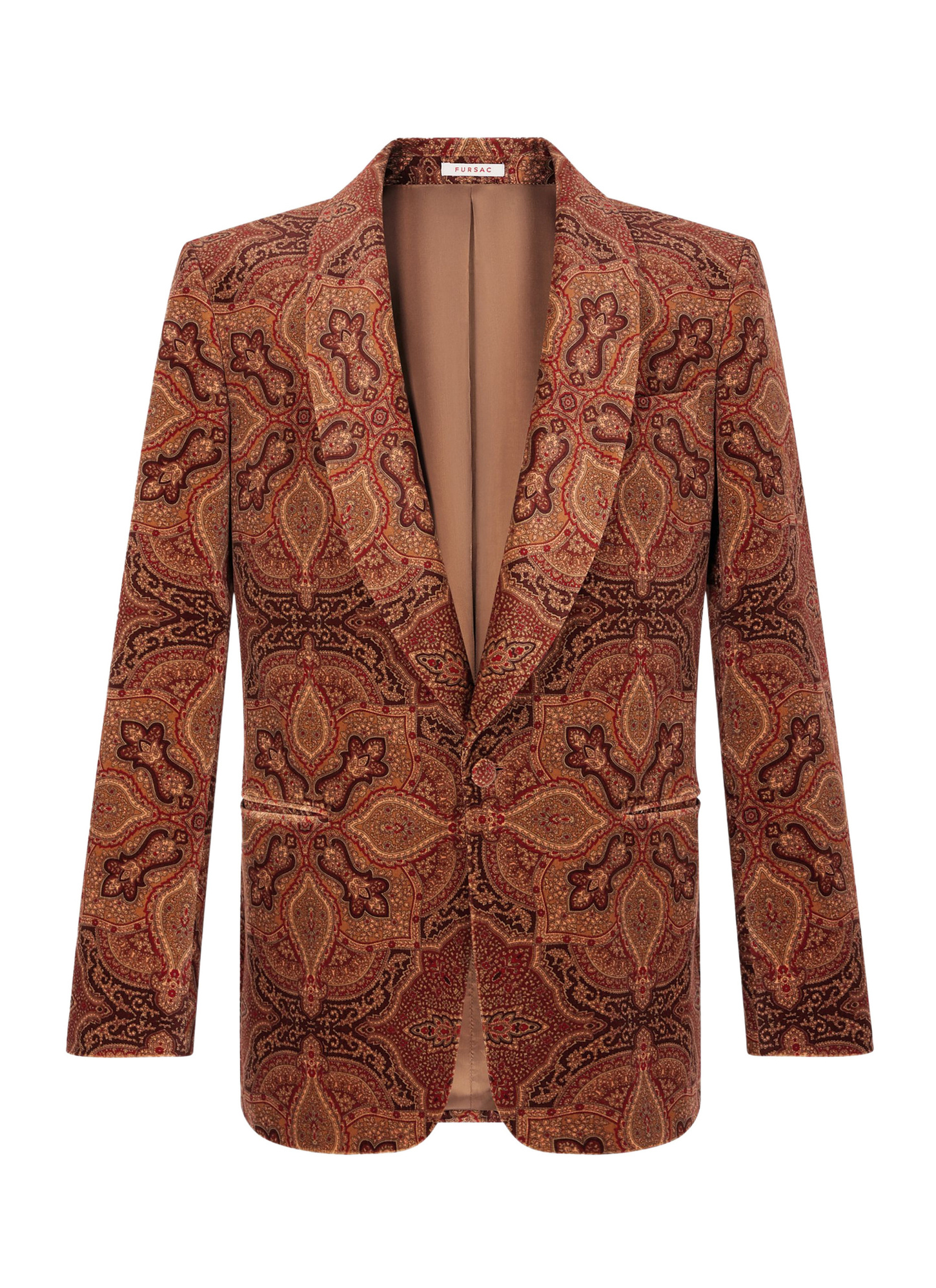 Men's brick red - paisley pattern tuxedo Fursac - V3FERT-CC55-G004