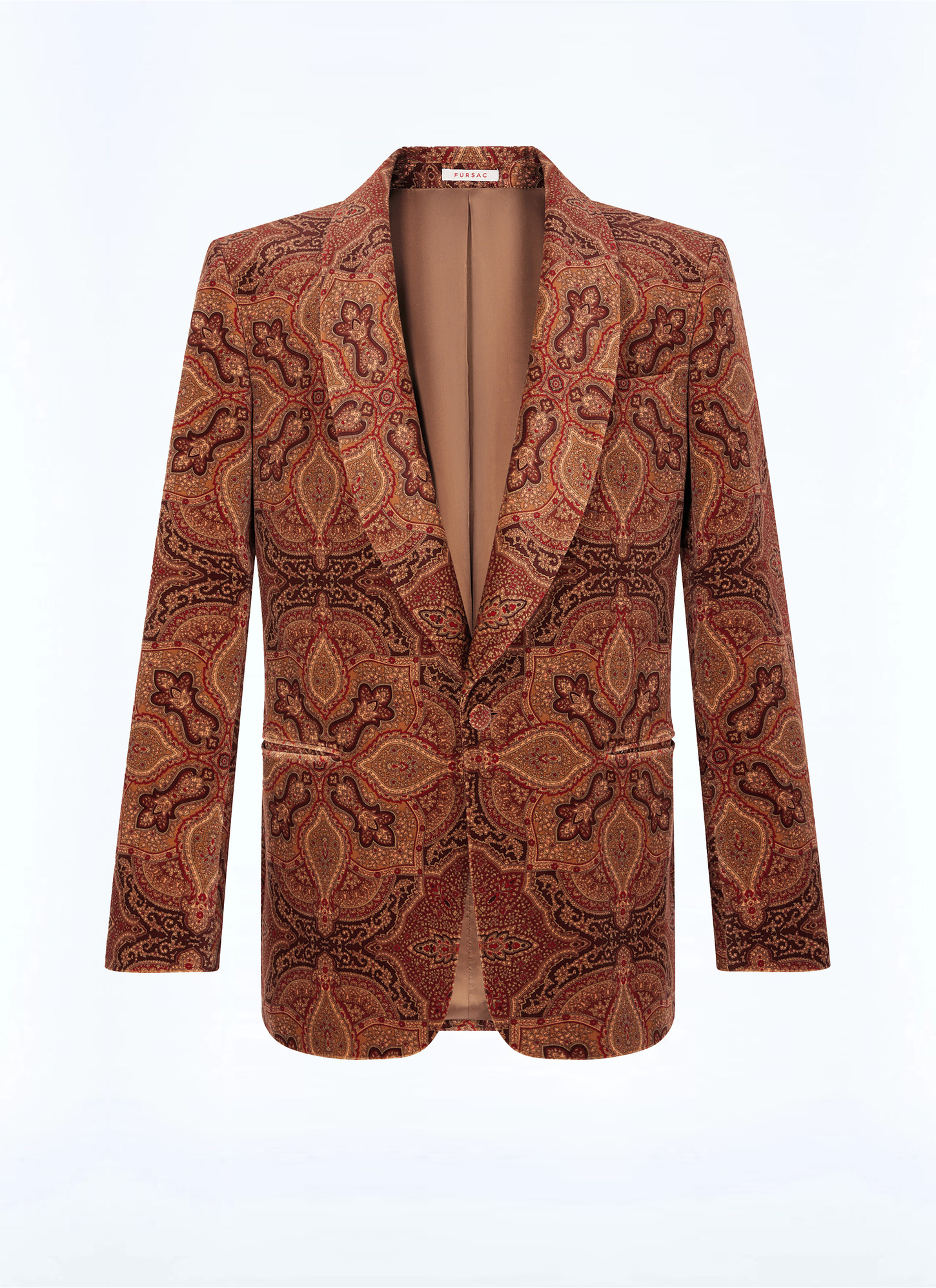 Men's red, bordeaux velvet tuxedo Fursac - V3FERT-CC55-G004