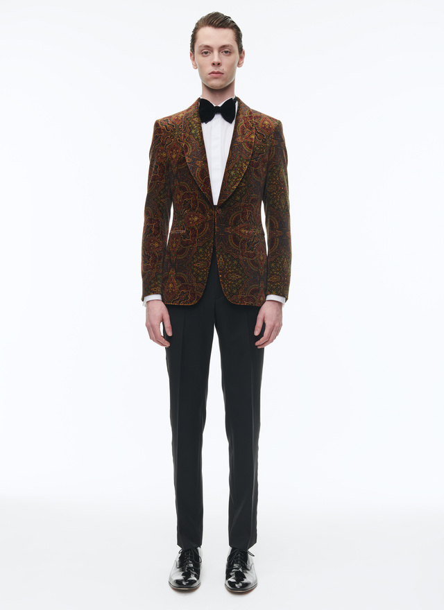 Men's tuxedo brown velvet Fursac - S3COBS-CC55-G003