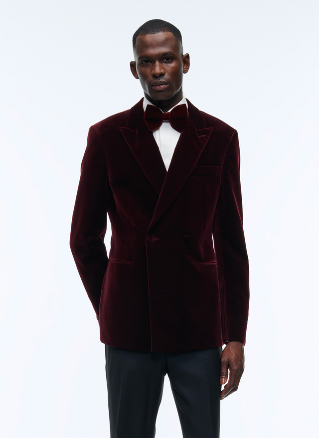 Men's tuxedo burgundy velvet Fursac - V3ADEL-RC66-71