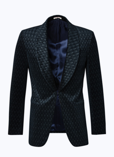 Men's blue, navy blue velvet tuxedo Fursac - V3DOBS-DX08-D031