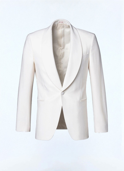 Men's white, ecru certified virgin wool tuxedo Fursac - V3FERT-FV48-A002