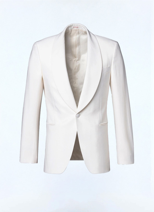 Men's white, ecru certified virgin wool tuxedo Fursac - V3FERT-FV48-A002