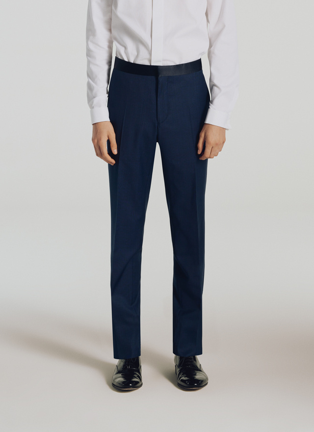 Men's blue, navy blue itravel wool tuxedo Fursac - S3PAMY-PC64-31