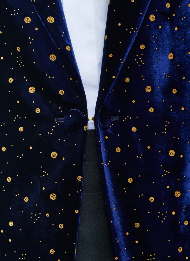Men's blue, navy blue velvet tuxedo Fursac - S3ACOZ-AC64-31
