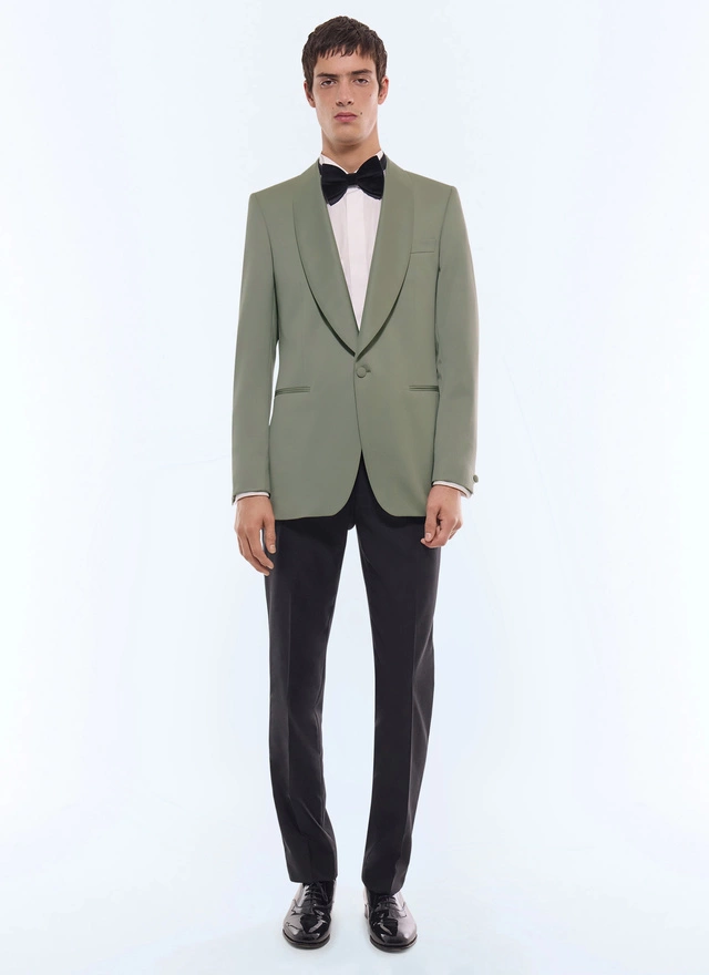Men's tuxedo sage green certified virgin wool faille Fursac - S3FERT-GV48-H005
