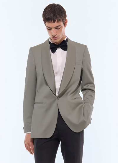 Men's tuxedo sage green virgin wool faille Fursac - V3FERT-GV48-H005
