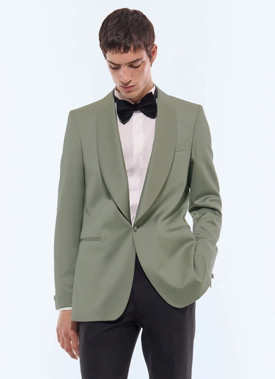 Men's tuxedo sage green virgin wool faille Fursac - V3FERT-GV48-H005