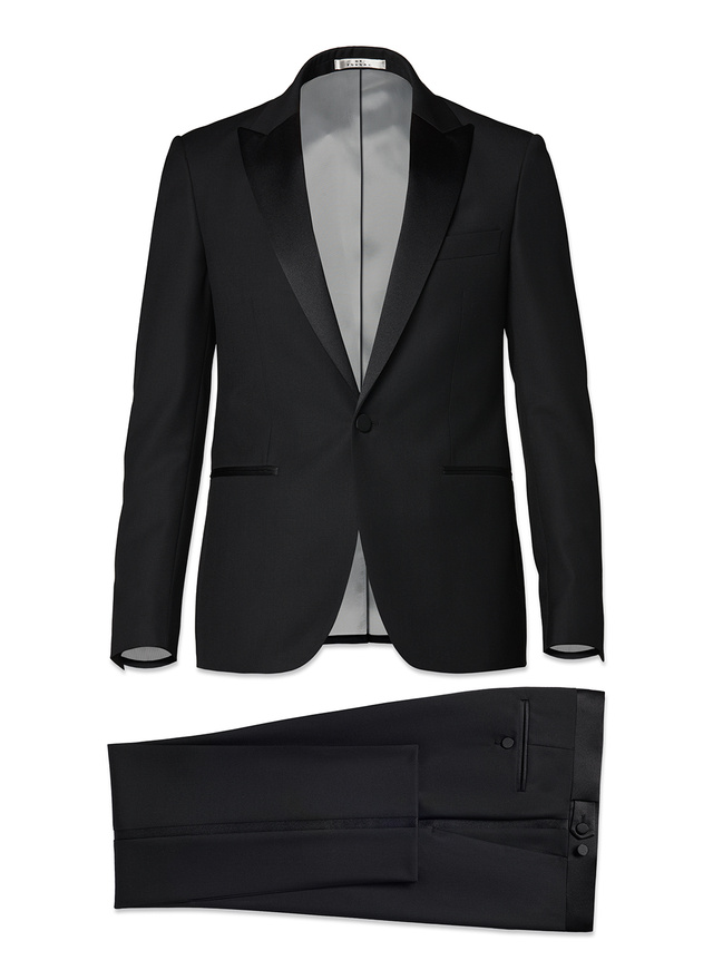 Men's black super 100s wool faille tuxedo Fursac - S3NELL-C555-20