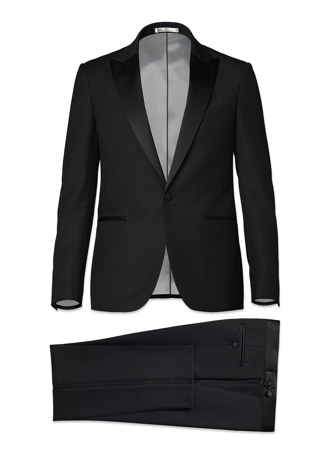 Men's black super 100s wool faille tuxedo Fursac - S3NELL-C555-20