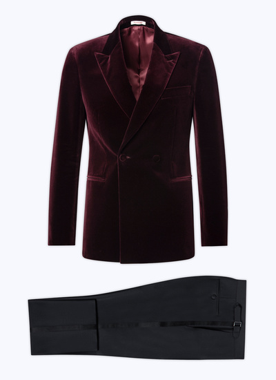 Fursac men's tuxedo - Burgundy velvet double-breasted tuxedo S3ADEL-RC66-71