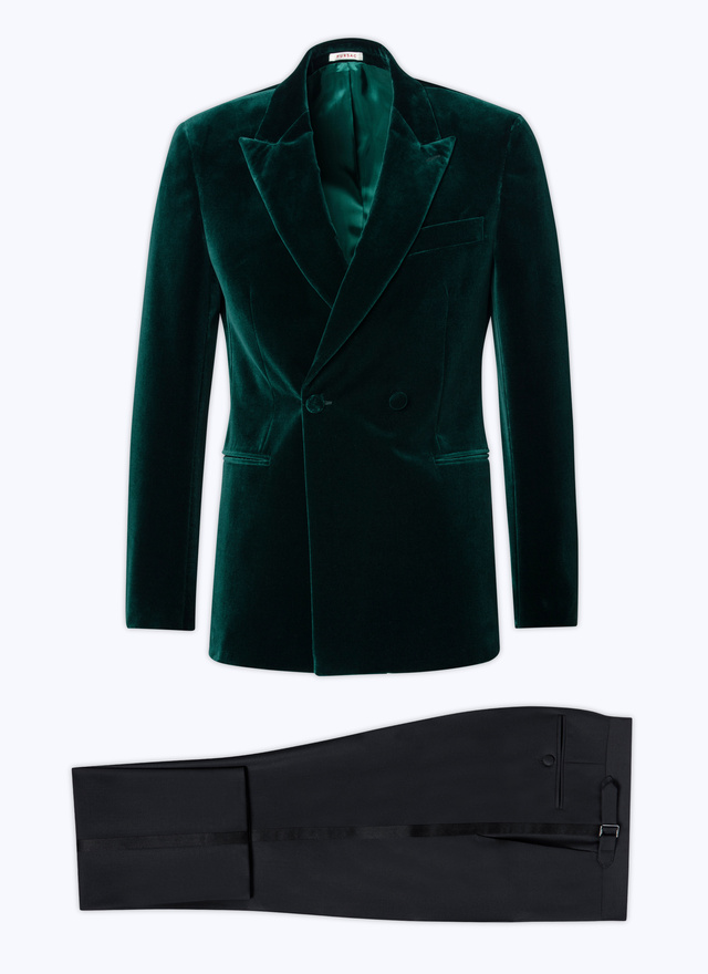 Fursac men's tuxedo - Green velvet double-breasted tuxedo S3ADEL-RC66-40