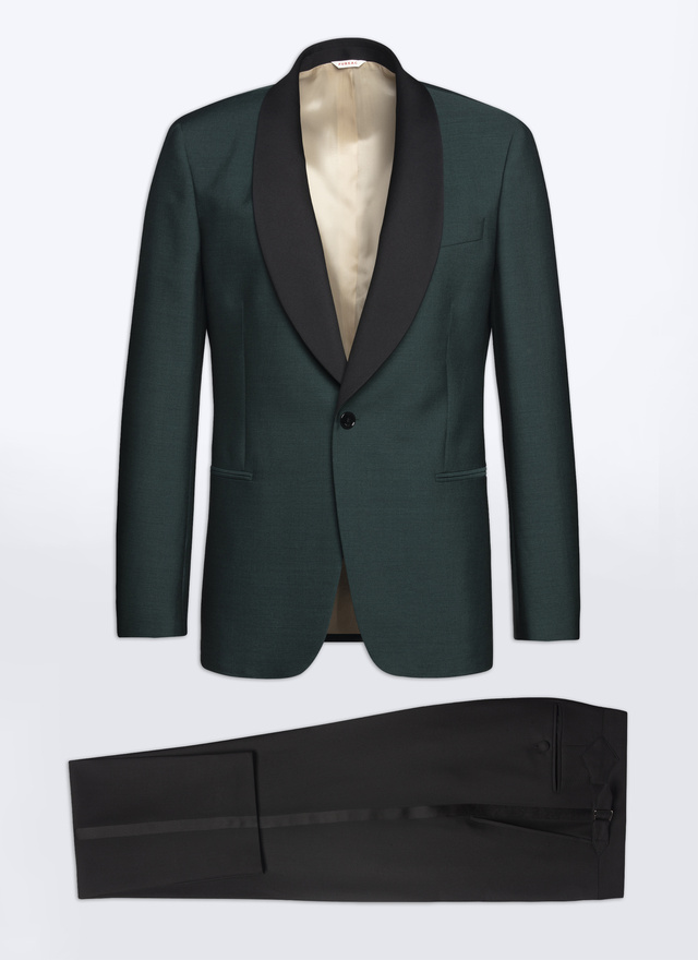 Men's tuxedo forest green mohair, silk and virgin wool Fursac - S3VERT-VC21-40