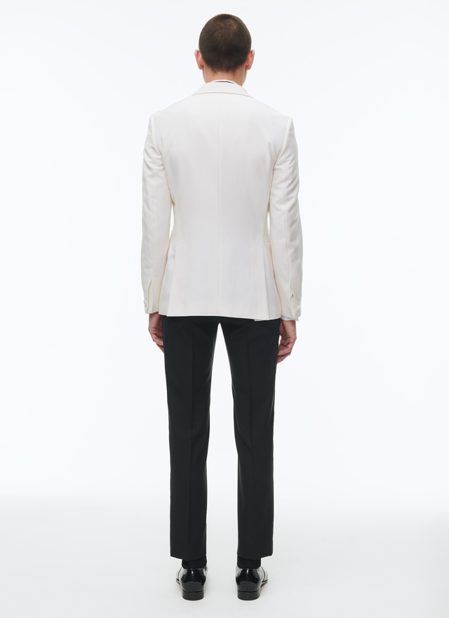 Men's white, ecru virgin wool, mohair and silk faille tuxedo Fursac - S3BERT-BC48-03