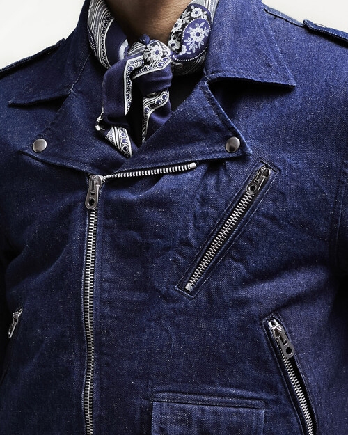 Jacket in cotton and linen denim