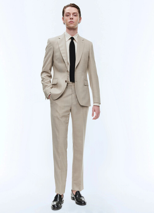 Beige wool canvas suit