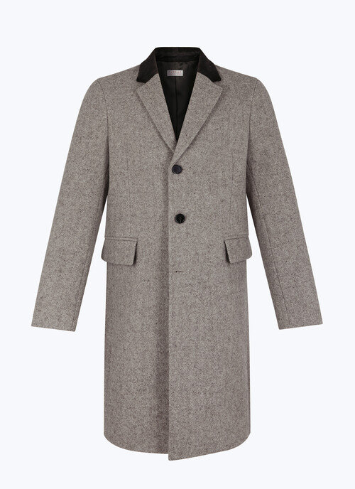 Wool coat with herringbone pattern