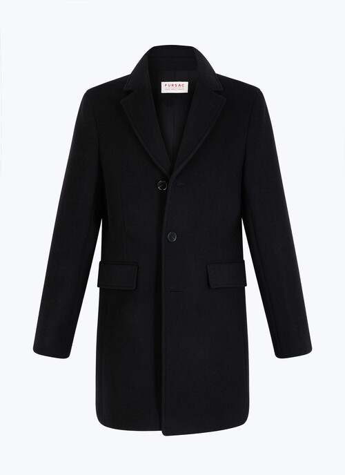 Woolen cloth coat with officer collar