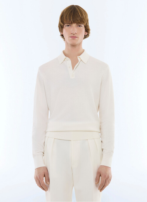 Cotton and cashmere polo shirt
