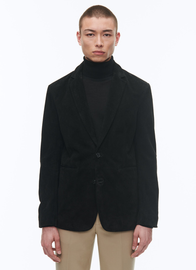 Veste homme noir cuir suedine de vachette Fursac - V3COXA-CL59-B020