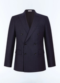 Veste de costume croisée en laine rayée - V3FOCA-LC13-D030