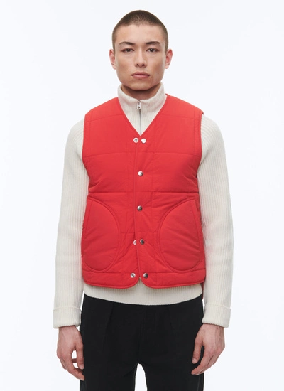Veste homme rouge tissu ottoman technique - doublure en fausse fourrure Fursac - M3CALM-CM22-C003