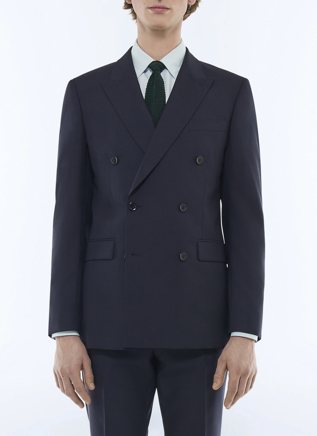 Veste homme bleu marine toile de laine vierge fresco Fursac - V3FOCA-BV01-30