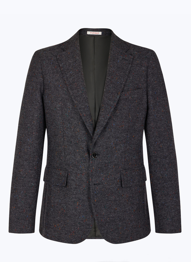 Veste gris homme tweed de laine vierge Fursac - V3EDMO-EX09-B021