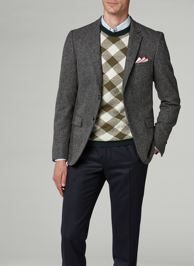 Veste homme gris tweed de laine Fursac - 19HV3ICAT-KV16/29