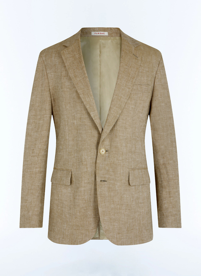 Veste beige homme serge de lin certifié Fursac - V3FRAT-FX07-A008