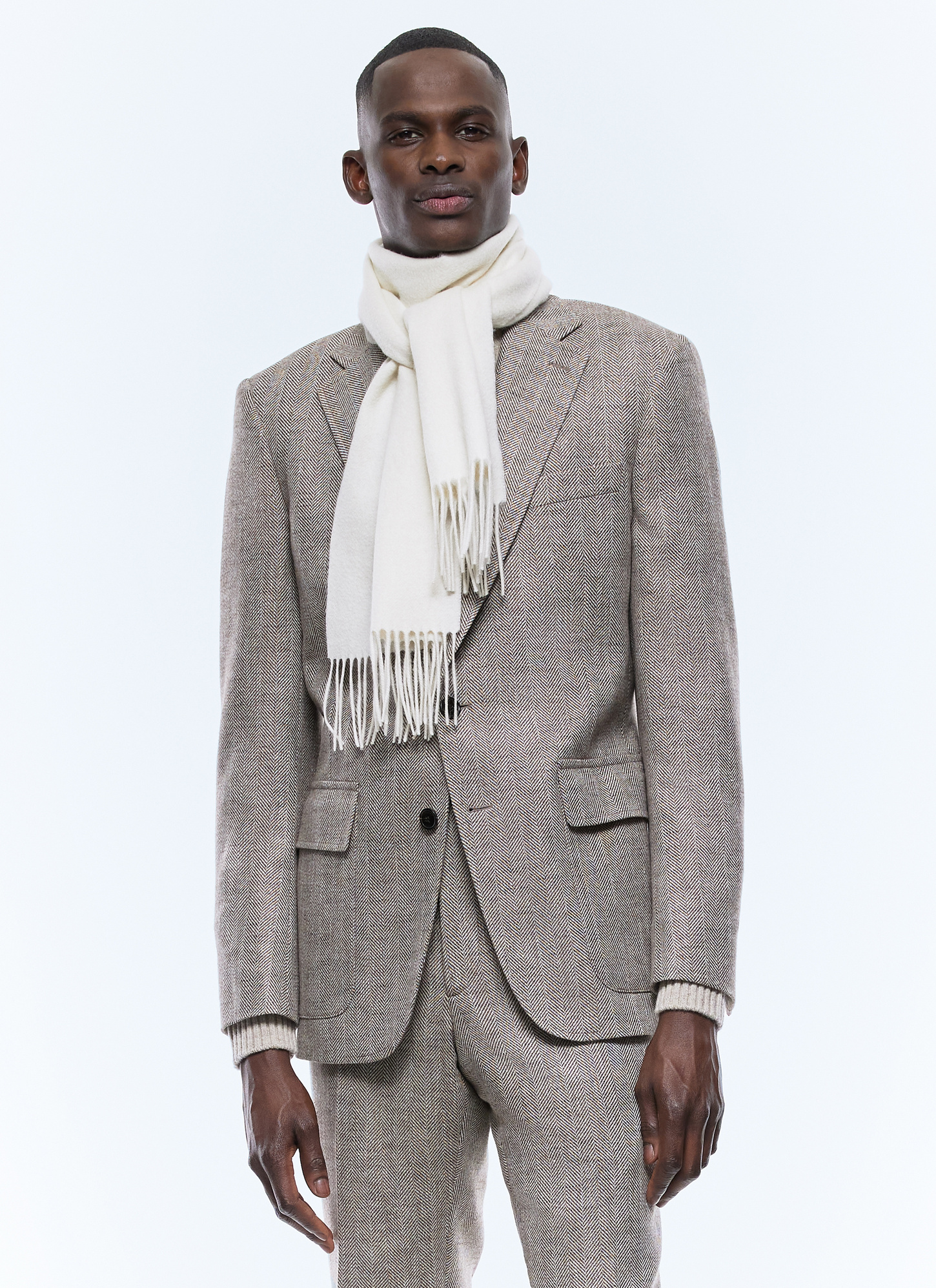 Veste homme beige ficelle laine vierge, coton et lin Fursac - V3CITO-CX40-A006