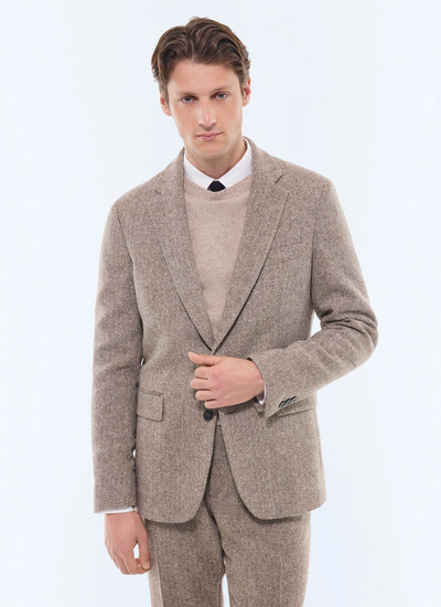 Veste homme beige taupe laine vierge Fursac - V3FRAT-GX02-G018