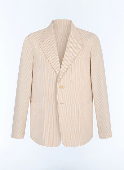 Veste beige homme seersucker de coton biologique Fursac - V3JANA-LX15-A008