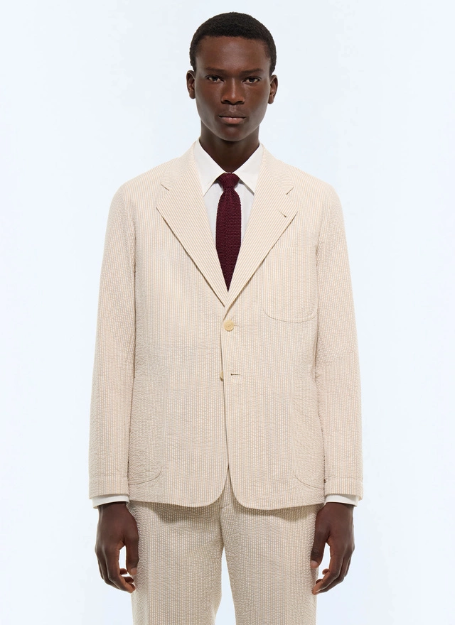 Veste homme blanc seersucker de coton biologique Fursac - V3JANA-LX15-A008