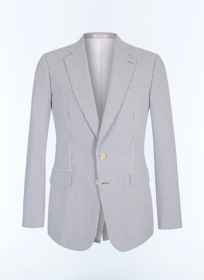 Veste bleu homme seersucker de coton biologique Fursac - V3JADA-LX15-D039